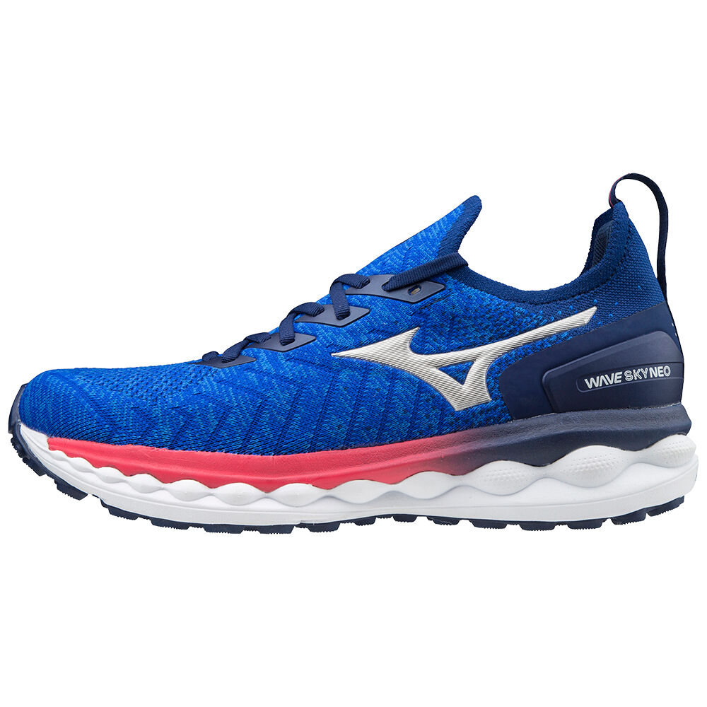 Panske Bezecke Topanky Mizuno Wave Sky Neo Modre/Strieborne/Ruzove Vypredaj OTAP96721
